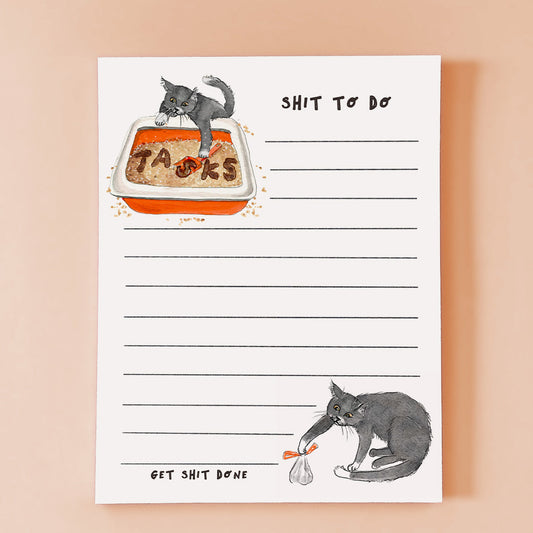 Cat Shit To Dos Notepad - Funny To do List  Notepad