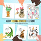 Bunny Easter Art Funny Easter Cards For Kids - Watercolor Egg Easter Gifts For Granddaughter