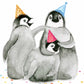 Baby Penguins Cute Birthday Card For Friends - Liyana Studio Greeting Cards Handmade