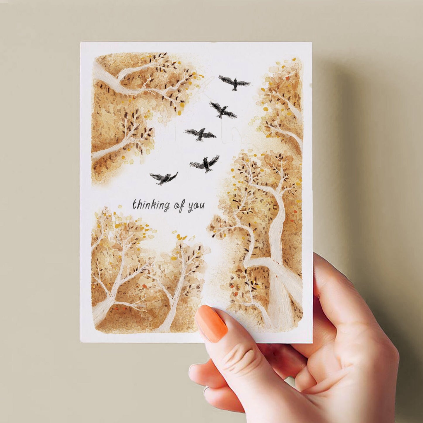 Bird And Tree Sympathy Card For Loss - Thinking Of You Card - Liyana Studio Handmade Greetings
