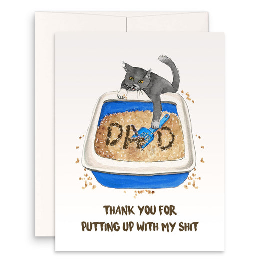 Cat Dad Father's Day Card Funny - Put Up My Shit Happy Father's Day Cards From The Cat - Funny Cat Lover Dad Birthday Card