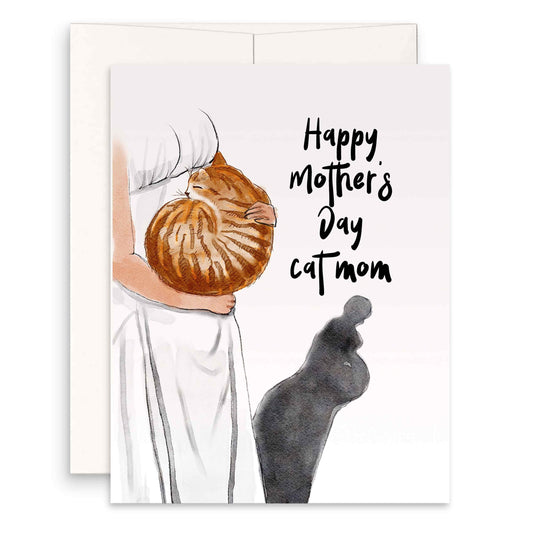 Cat Mom Funny Mother's Day Card From The Cat - Cat Lover Gift Happy Mother's Day Card Funny - Liyana Studio Handmade Greeting