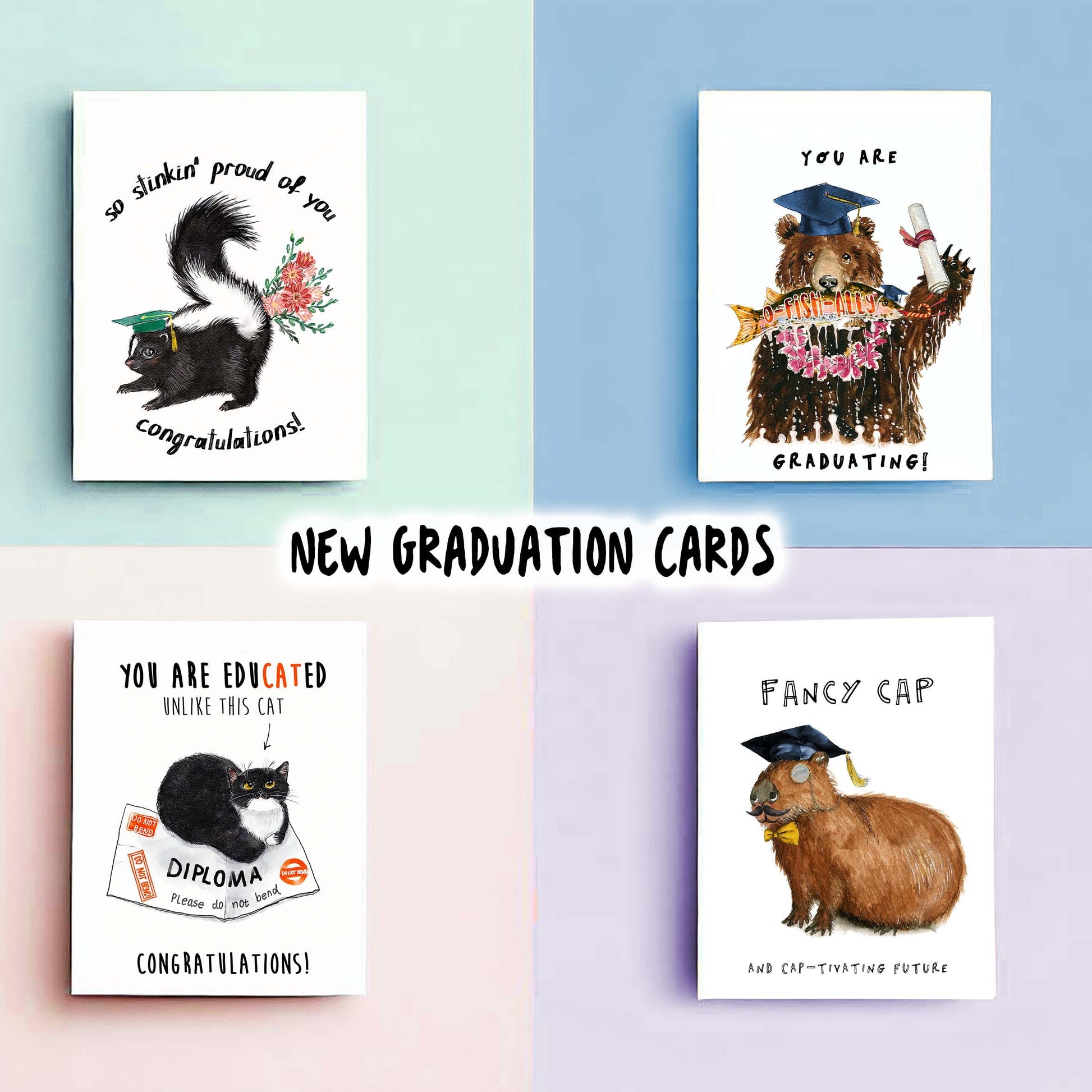 Thumb Up Cat Funny Graduation Card For Class Of 2024 - Orange Cat Graduation Cards For Cats Lover Gift - Liyana Studio Handmade Greetings