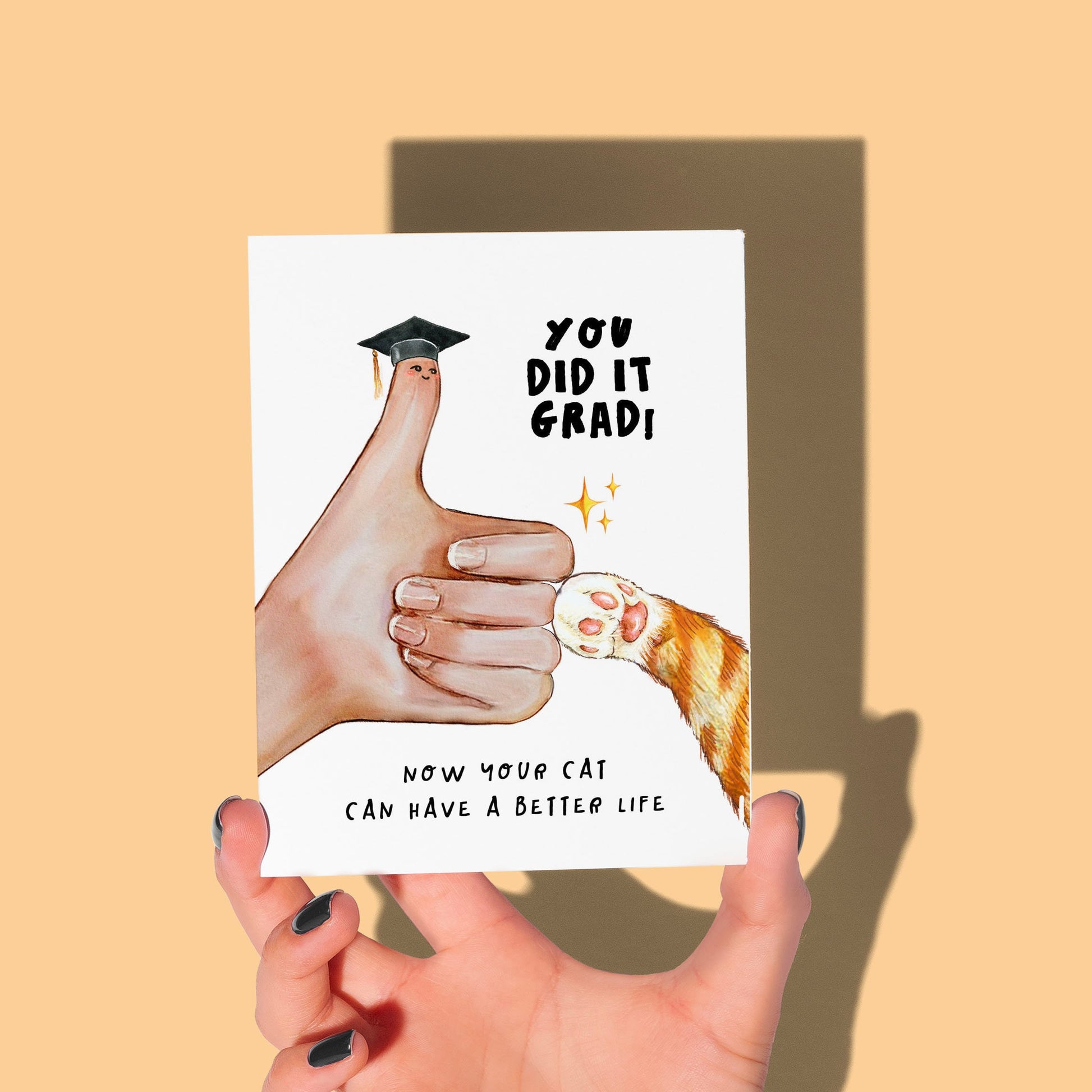 Thumb Up Cat Funny Graduation Card For Class Of 2024 - Orange Cat Graduation Cards For Cats Thumb Up Cat Funny Graduation Card For Class Of 2024 - Orange Cat Graduation Cards For Cats