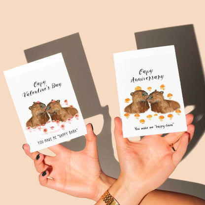 Capybara Funny Valentines Day Card For Husband - Bathing Capybara I Love You Card For Boyfriend - Liyana Studio Handmade Greetings