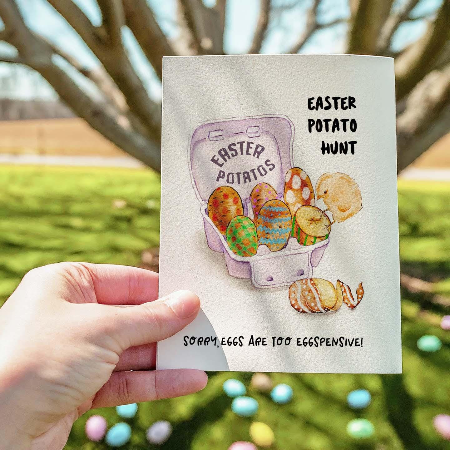 Inflation Egg Easter Cards - Easter Potato Hunt Happy Easter Cards For Adults