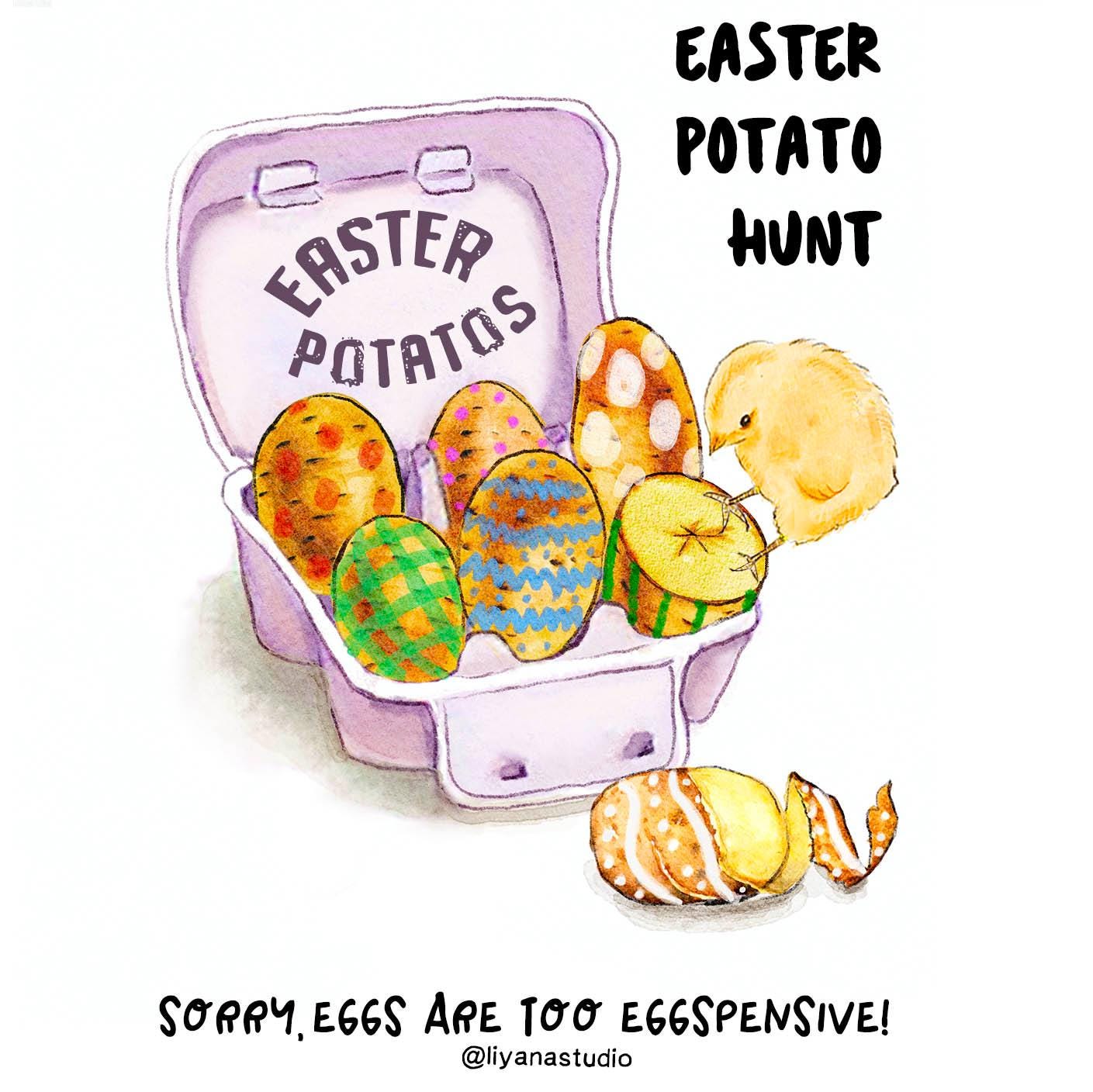 Inflation Egg Easter Cards - Easter Potato Hunt Happy Easter Cards For Adults