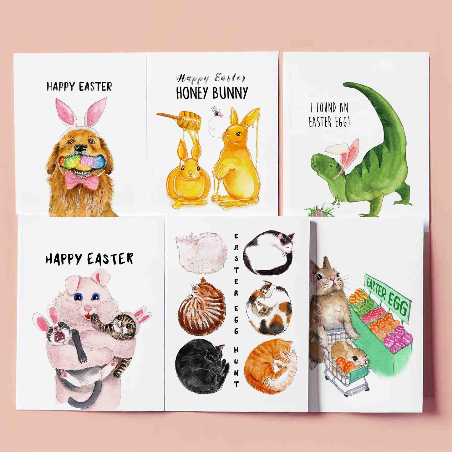 Bad Hare Watercolor Bunny Easter Cards For Kids - Hair Puns Funny Easter Card - Liyana Studio Handmade Greeting Card