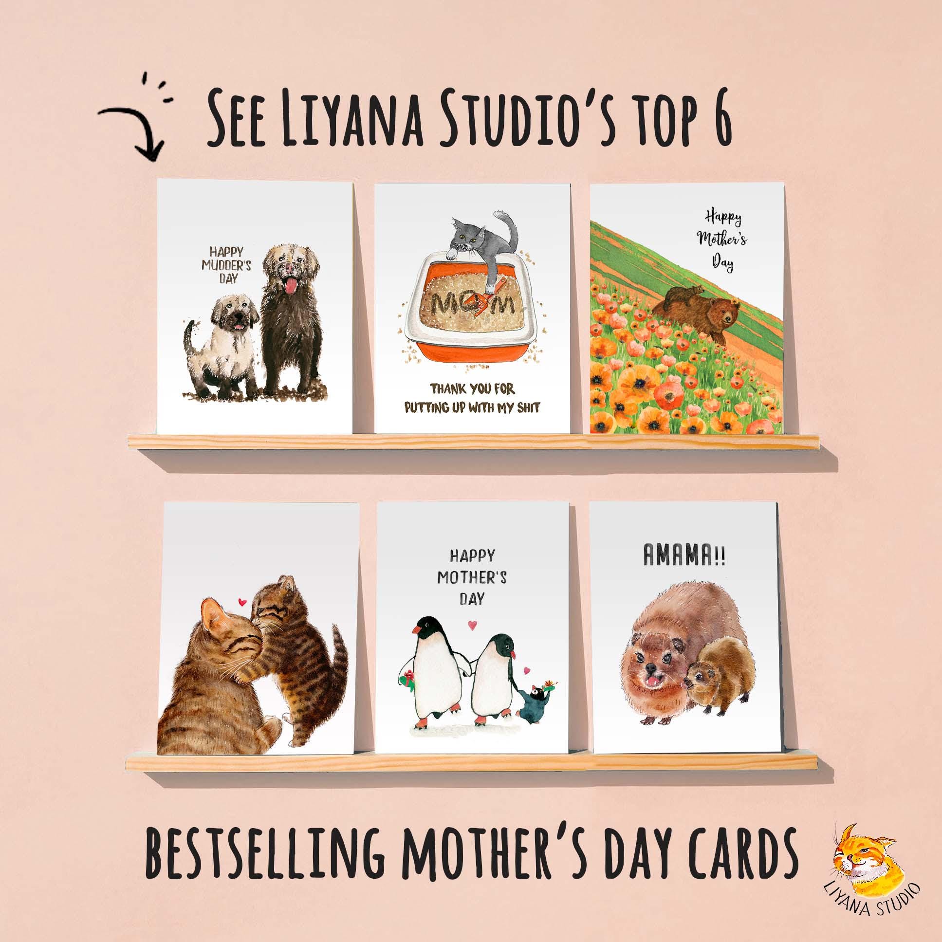 Grand Kitty Grandma Mother's Day Card From The Cat - Cat Lover Happy Mother's Day Card Funny - Cat Mom Gifts- Thank You For Raising Me