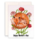 Red Fox Mom And Baby Happy Mothers Day Card - Carnation Flower Mother's Day Card - First Mother's Day Card From Kid - Liyana Studio Handmade
