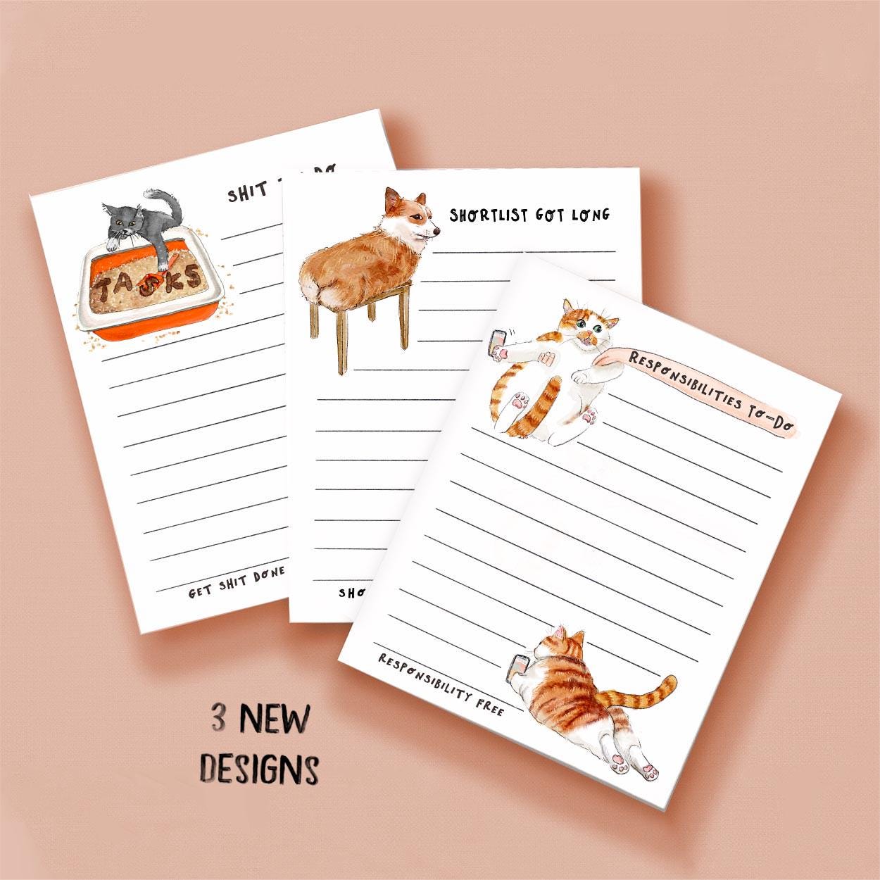 Corgi Dog Shortlist Notepad - Funny To do List Note Pad - Cute Memo Pad Stationery Gifts For Dog Lover - Handmade By Liyana Studio Greetings