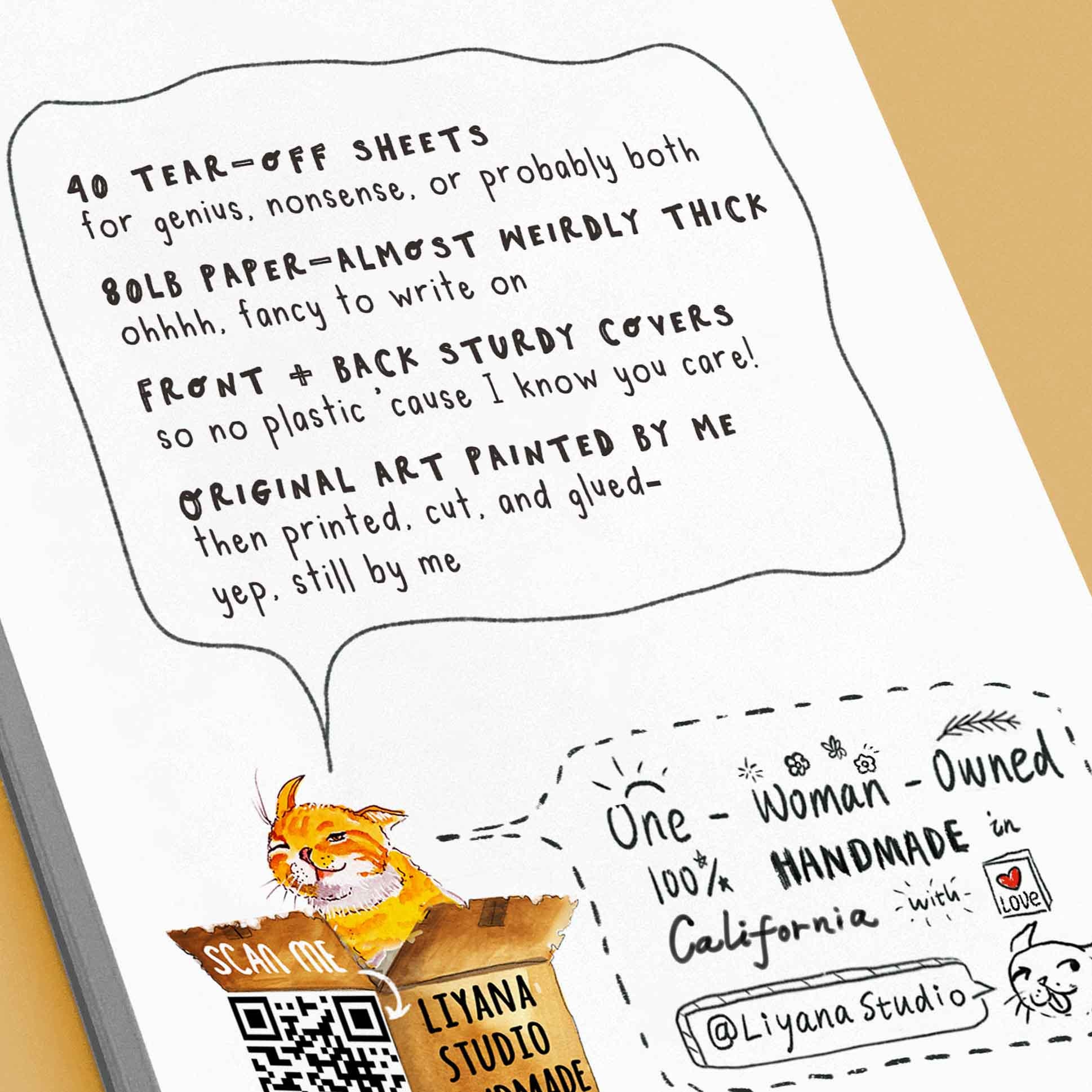 Calico Cat To Do Or Not Notepad - Funny To do List Note Pad - Cute Memo Pad Stationery Gifts For Cat Lover - Handmade By Liyana Studio