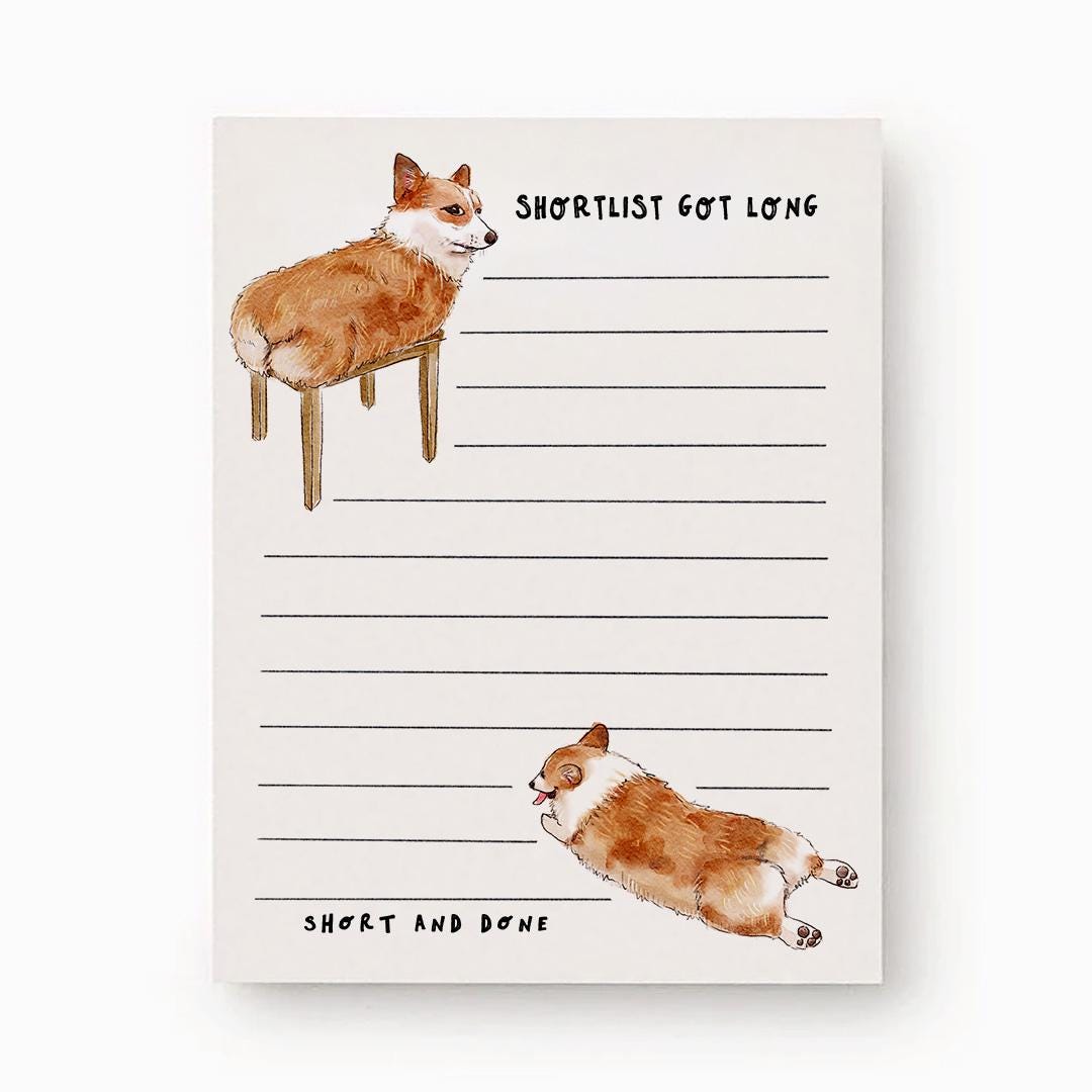 Corgi Dog Shortlist Notepad - Funny To do List Note Pad - Cute Memo Pad Stationery Gifts For Dog Lover - Handmade By Liyana Studio Greetings