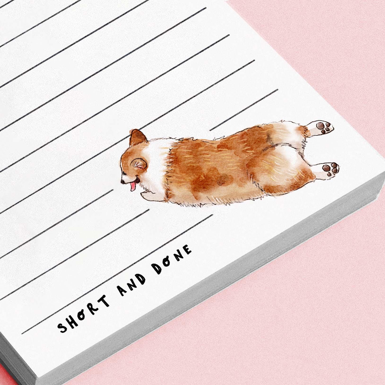 Corgi Dog Shortlist Notepad - Funny To do List Note Pad - Cute Memo Pad Stationery Gifts For Dog Lover - Handmade By Liyana Studio Greetings