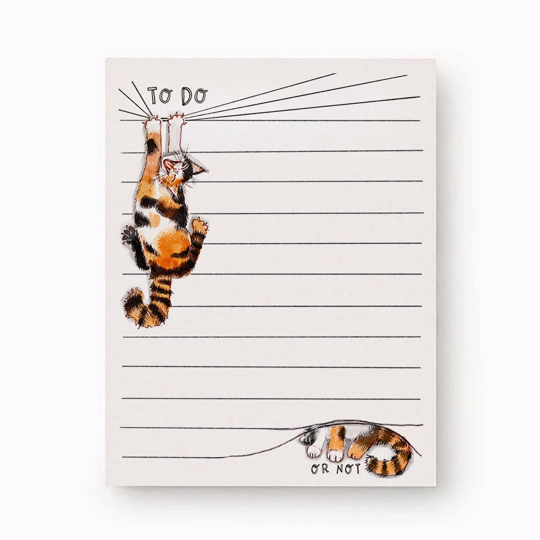 Calico Cat To Do Or Not Notepad - Funny To do List Note Pad - Cute Memo Pad Stationery Gifts For Cat Lover - Handmade By Liyana Studio