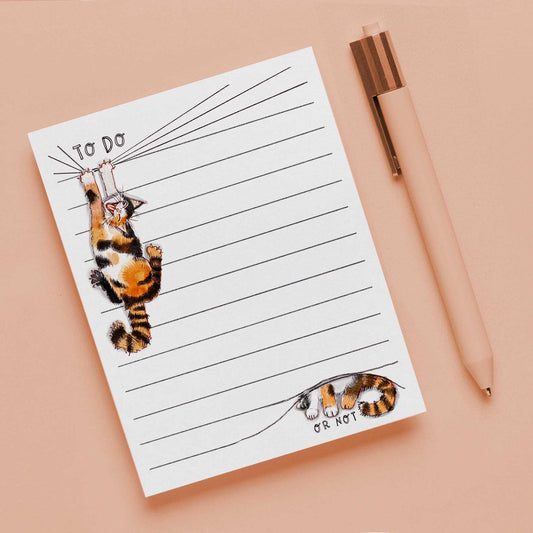 Calico Cat To Do Or Not Notepad - Funny To do List Note Pad - Cute Memo Pad Stationery Gifts For Cat Lover - Handmade By Liyana Studio