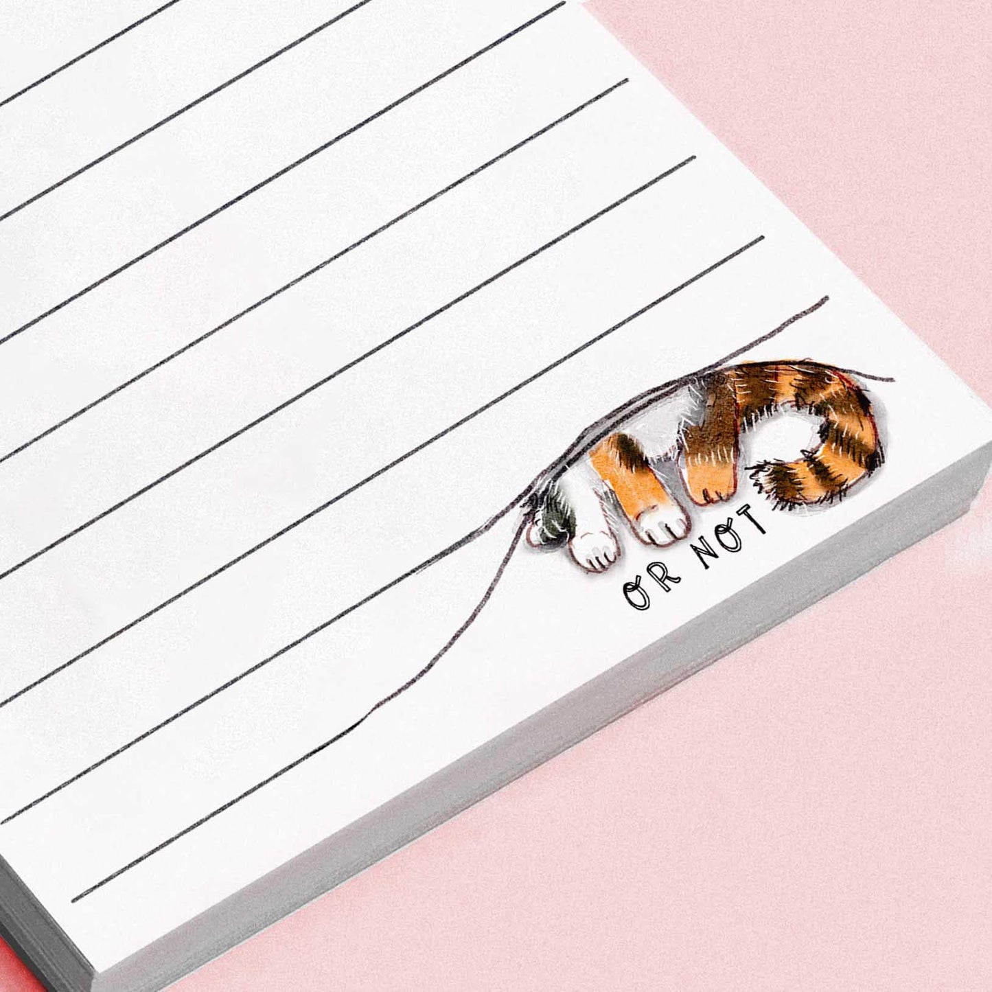 Calico Cat To Do Or Not Notepad - Funny To do List Note Pad - Cute Memo Pad Stationery Gifts For Cat Lover - Handmade By Liyana Studio