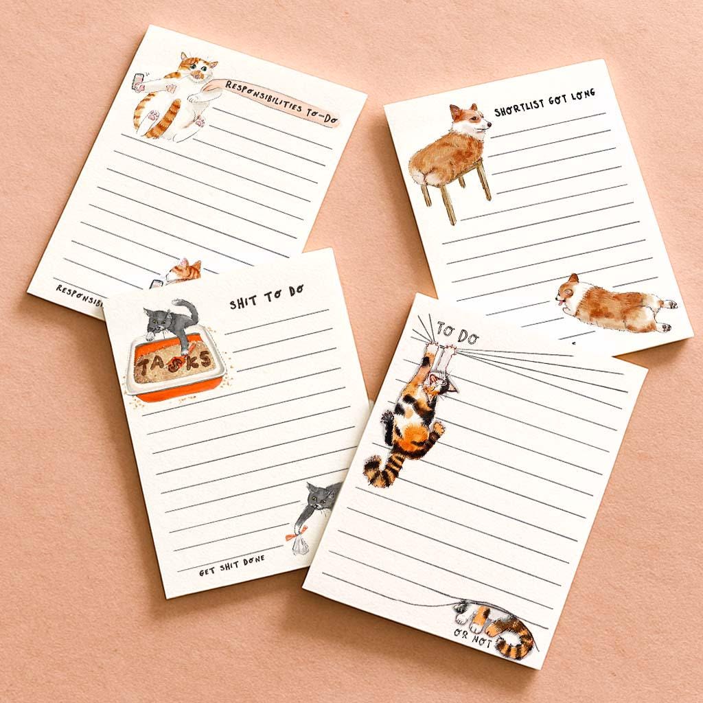 Calico Cat To Do Or Not Notepad - Funny To do List Note Pad - Cute Memo Pad Stationery Gifts For Cat Lover - Handmade By Liyana Studio