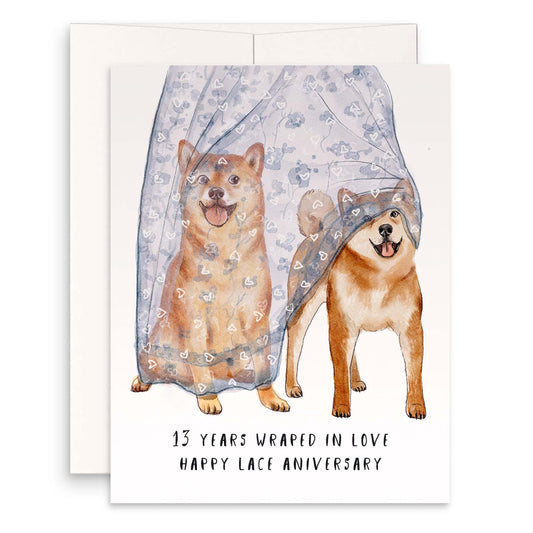13 Years Lace Anniversary Card For Husband Wife - Funny 13th Anniversary Cards For Him