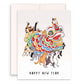 Cats Lion Dance Happy Lunar New Year Card Set – 2026 Chinese New Year Greeting Cards for Cat Lovers – Handmade Card by Liyana Studio