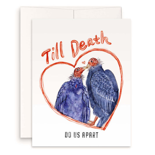 Vulture Funny Valentines Day Card – Till Death Do Us Part Love Card for Husband Wife – Goth Anniversary Card - Liyana Studio Handmade