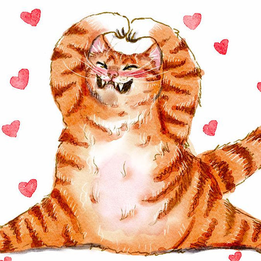 Scrungy Cat Valentines Day Card Funny – I Love You Orange Cat Gift- Funny Anniversary Gift for Husband - Liyana Studio Handmade