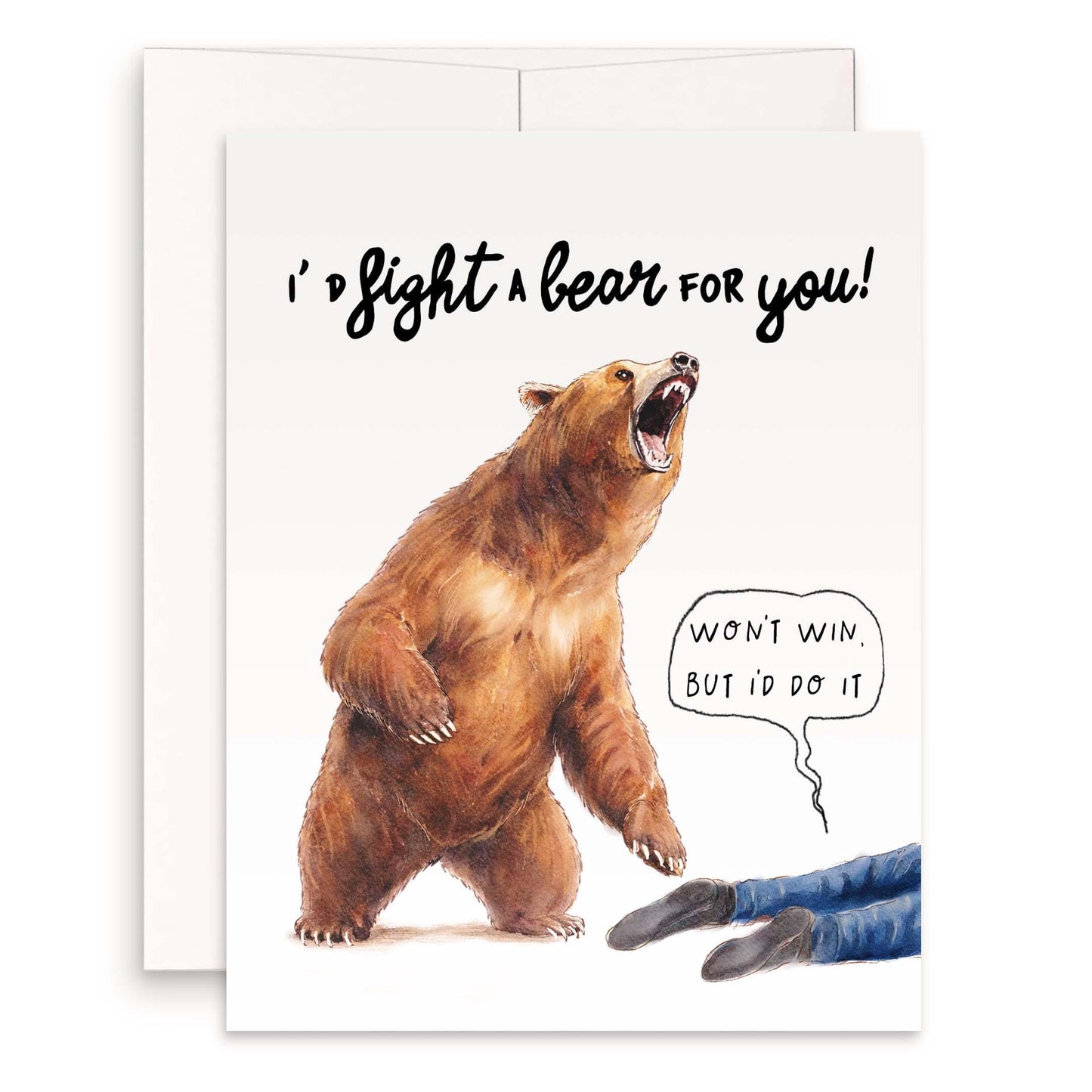 Fight A Bear Funny Valentines Day Card – Best Friend Birthday Card - Funny Anniversary Gift for Husband Wife - Liyana Studio Handmade