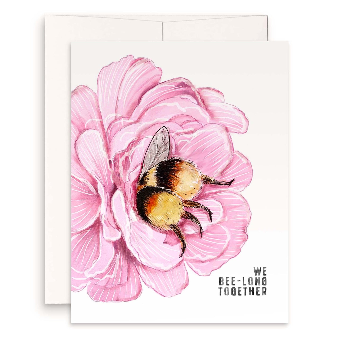Honey Bee Flower Valentines Day Card – We Bee-Long Together Cute Love Card - Floral Anniversary Gift for Husband - Liyana Studio Handmade