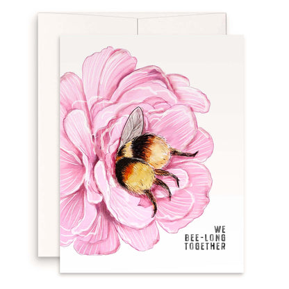 Honey Bee Flower Valentines Day Card – We Bee-Long Together Cute Love Card - Floral Anniversary Gift for Husband - Liyana Studio Handmade