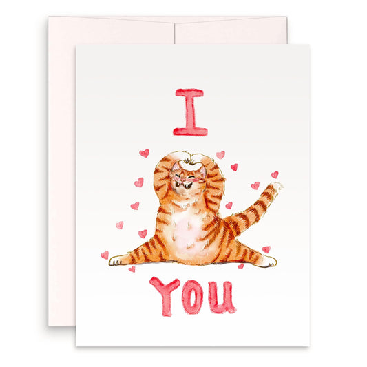 Scrungy Cat Valentines Day Card Funny – I Love You Orange Cat Gift- Funny Anniversary Gift for Husband - Liyana Studio Handmade