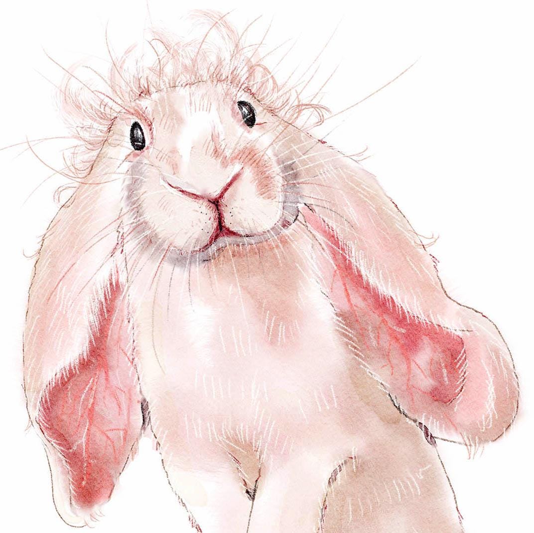 Bad Hare Watercolor Bunny Easter Cards For Kids - Hair Puns Funny Easter Card - Liyana Studio Handmade Greeting Card