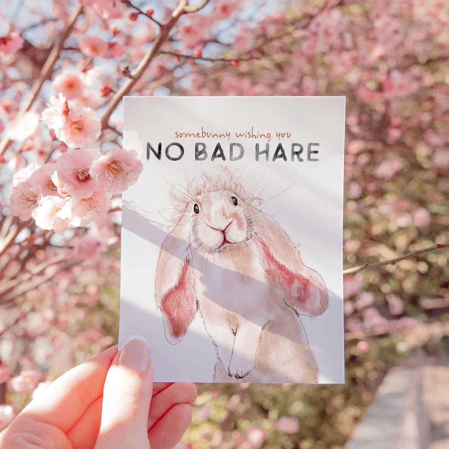 Bad Hare Watercolor Bunny Easter Cards For Kids - Hair Puns Funny Easter Card - Liyana Studio Handmade Greeting Card