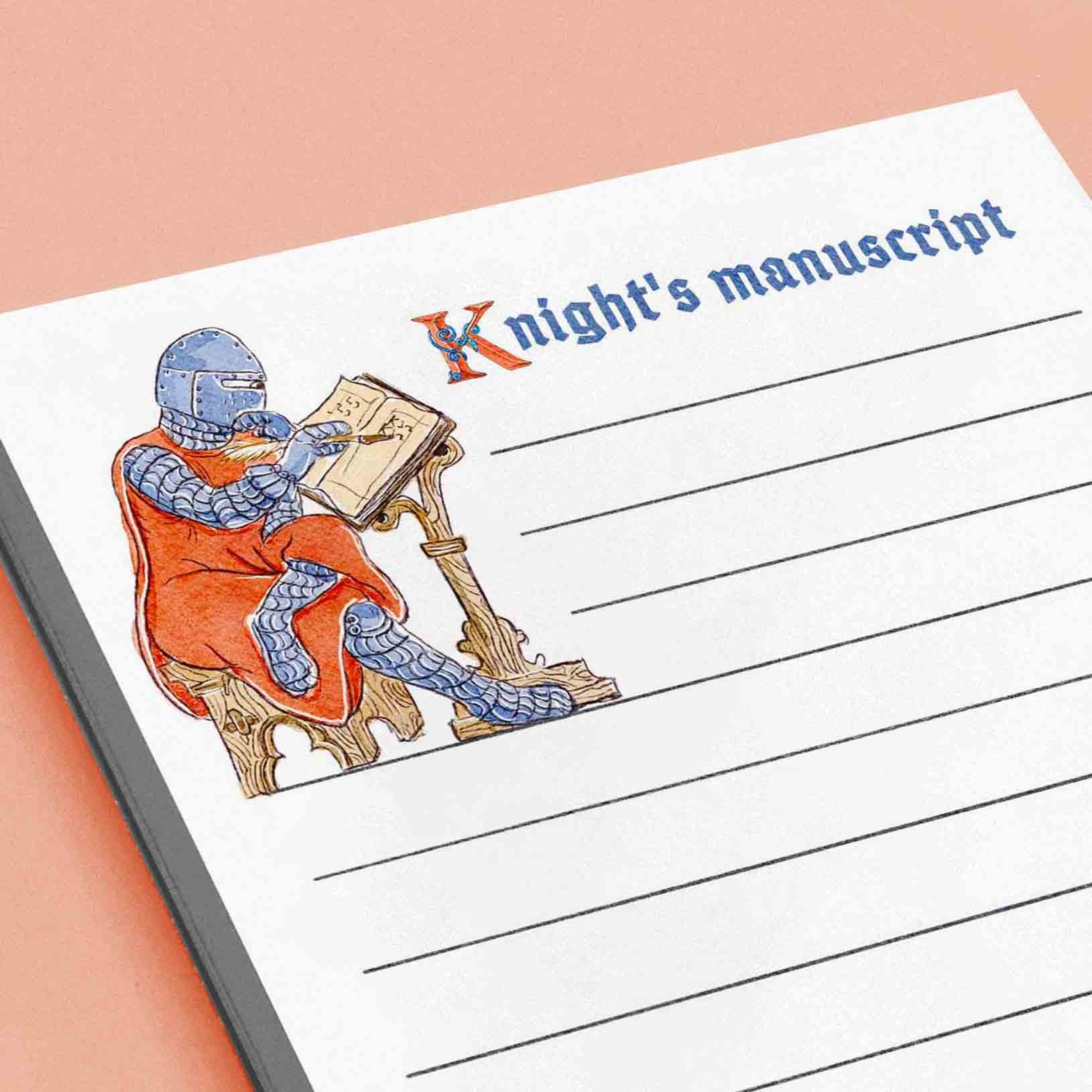 Knight's Manuscript medieval Notepad - Funny To do List Note Pad - Cute Memo Pad Stationery Gifts - Handmade By Liyana Studio