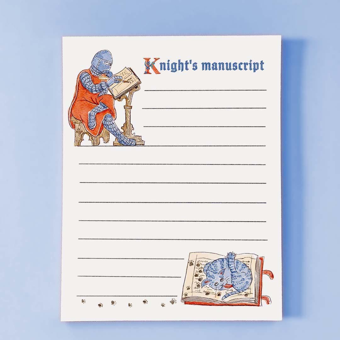 Knight's Manuscript medieval Notepad - Funny To do List Note Pad - Cute Memo Pad Stationery Gifts - Handmade By Liyana Studio