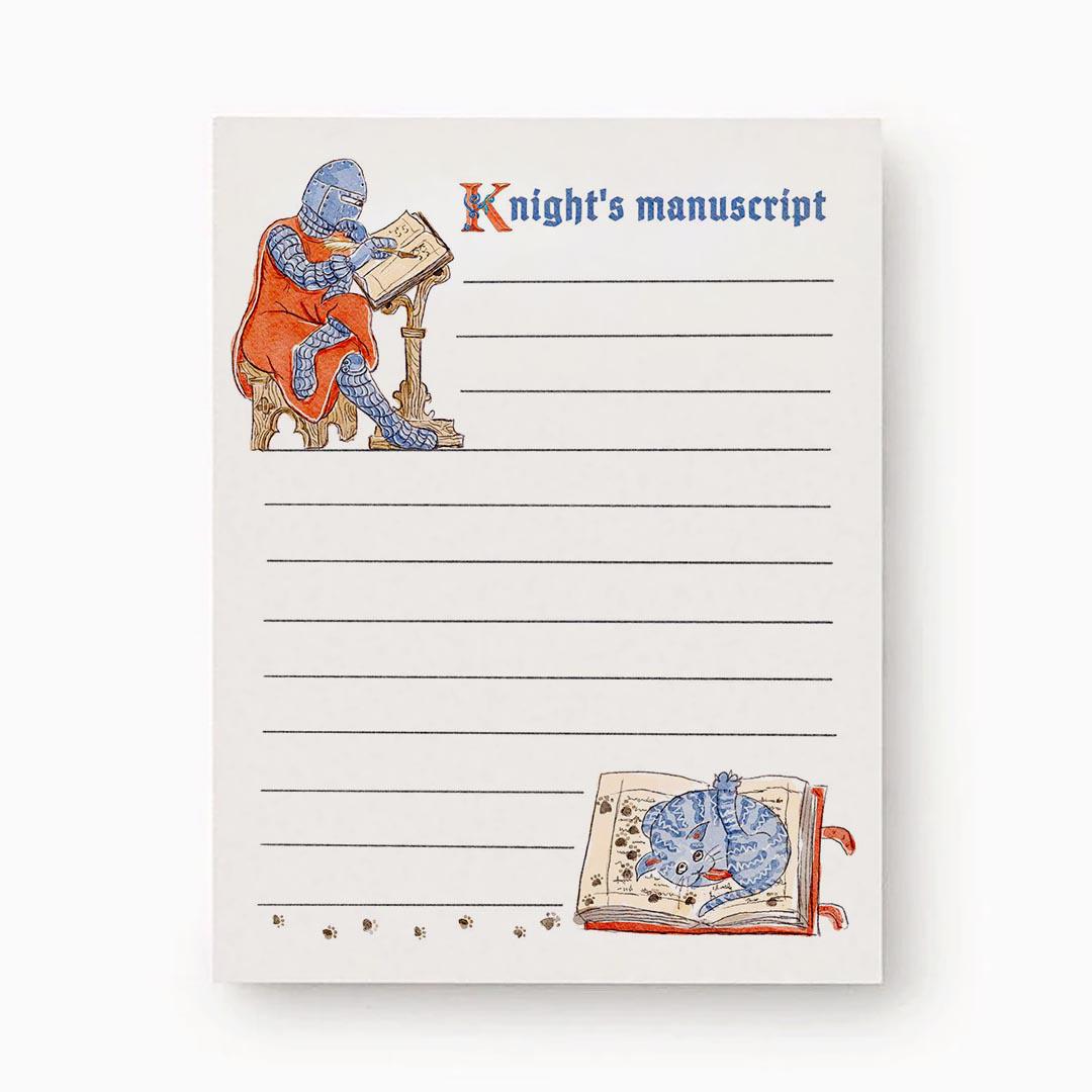 Knight's Manuscript medieval Notepad - Funny To do List Note Pad - Cute Memo Pad Stationery Gifts - Handmade By Liyana Studio