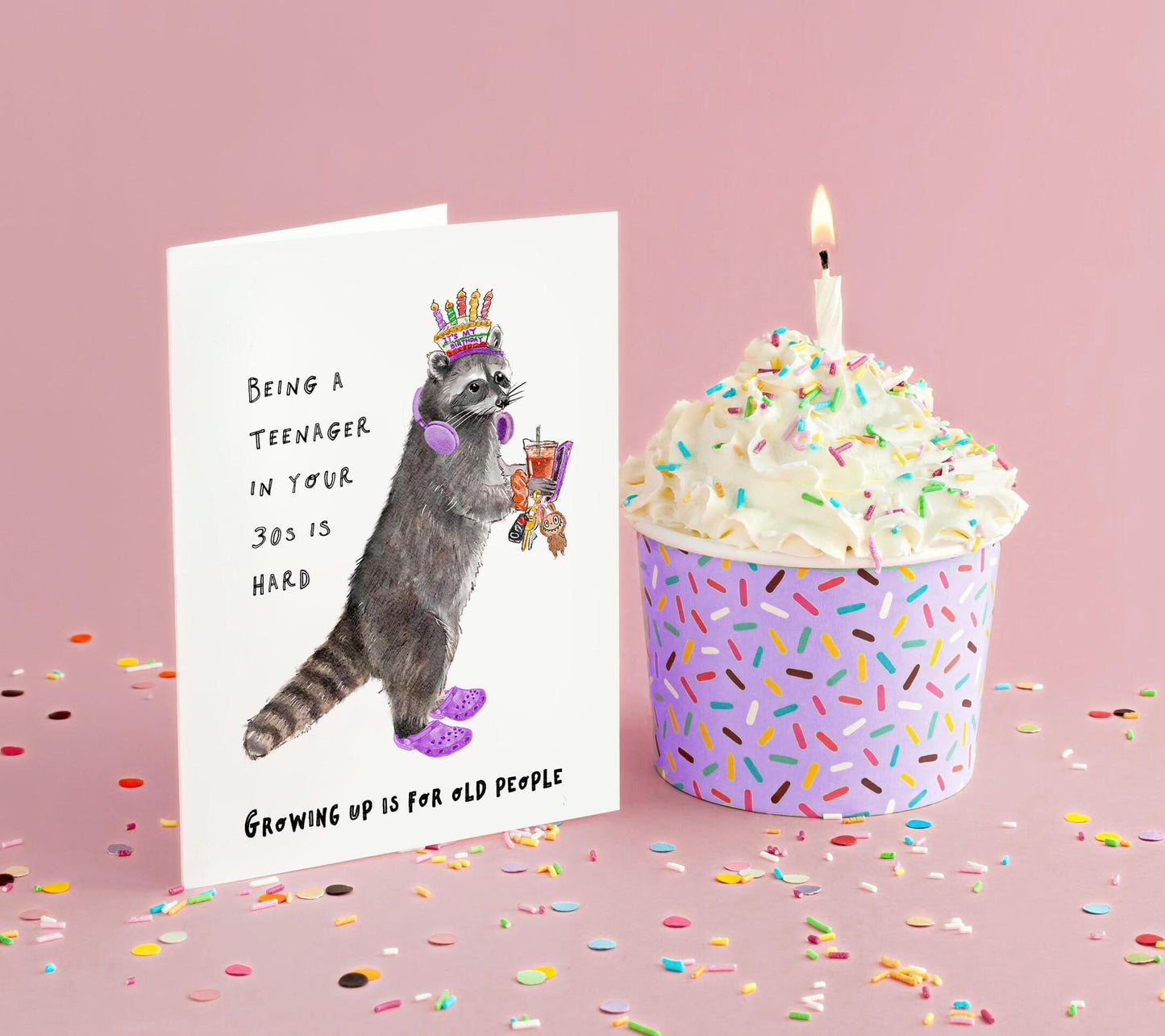 Martini Cat Funny Birthday Card - Just A Tini Bit Older - Funny 30th 40th Birthday Gifts For Women - Liyana Studio Handmade Greeting