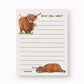 Daily Bull Sheet Notepad - Highland Cow Funny To do List Note Pad - Farm Animal Memo Pad Stationery Gifts- Handmade By Liyana Studio