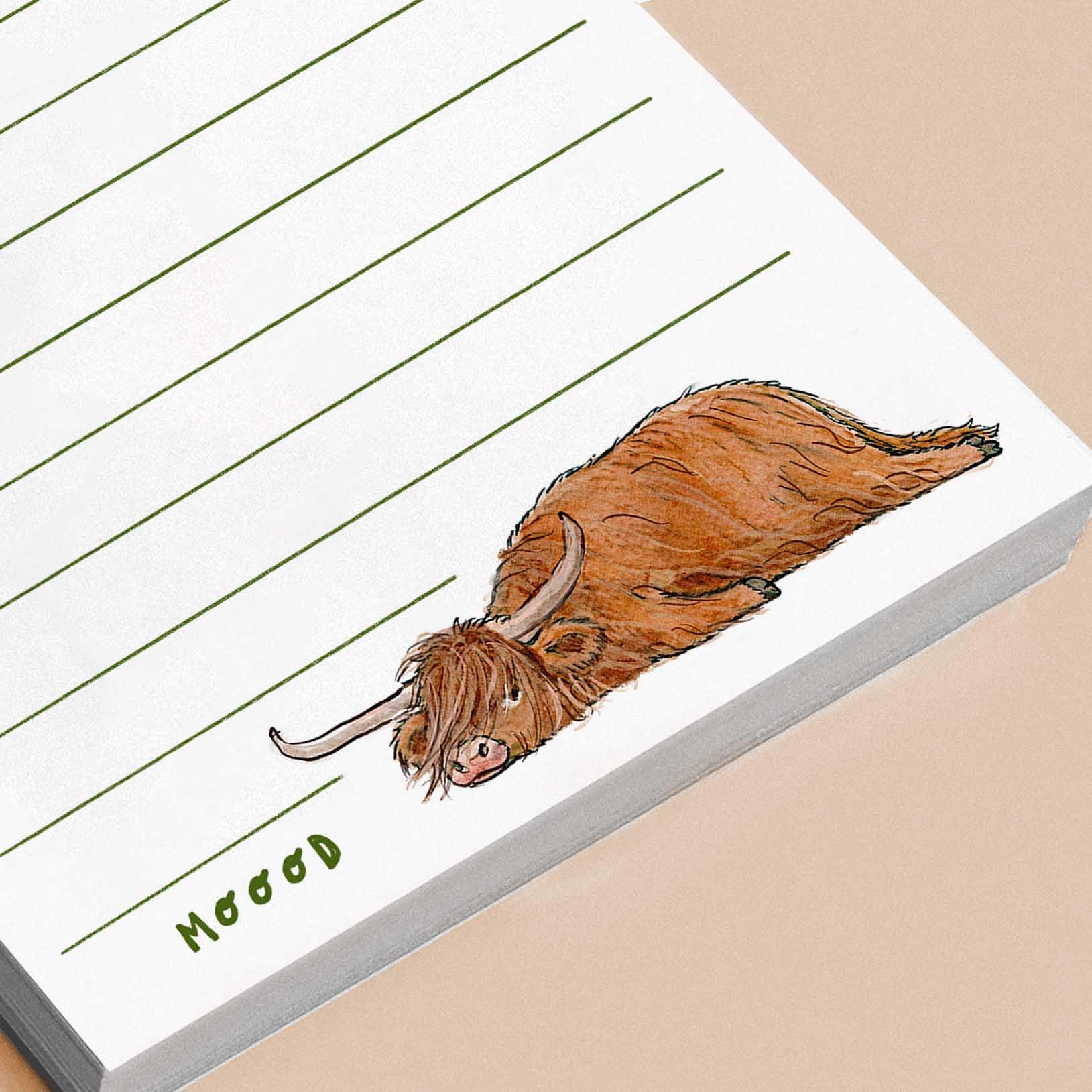 Daily Bull Sheet Notepad - Highland Cow Funny To do List Note Pad - Farm Animal Memo Pad Stationery Gifts- Handmade By Liyana Studio