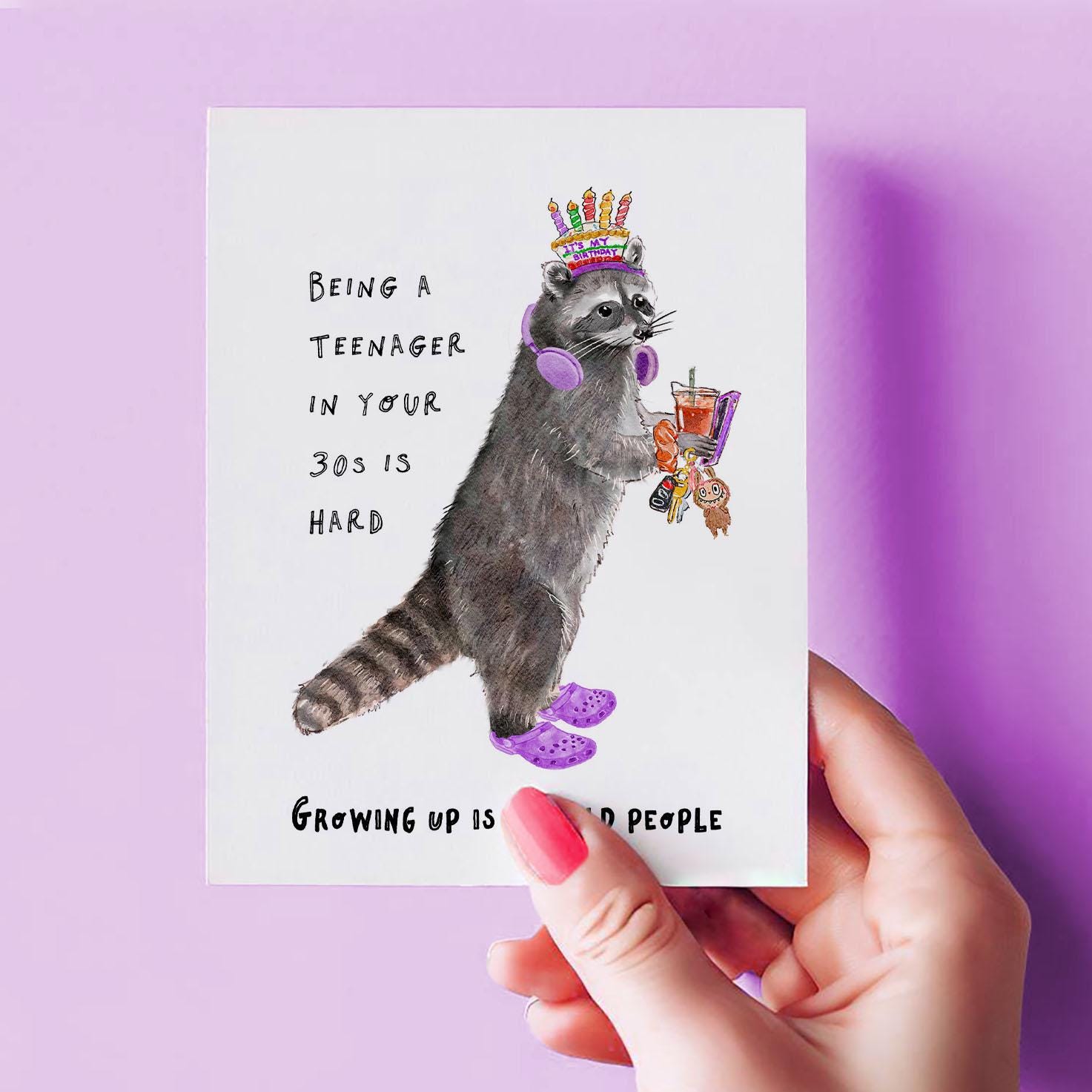 Martini Cat Funny Birthday Card - Just A Tini Bit Older - Funny 30th 40th Birthday Gifts For Women - Liyana Studio Handmade Greeting