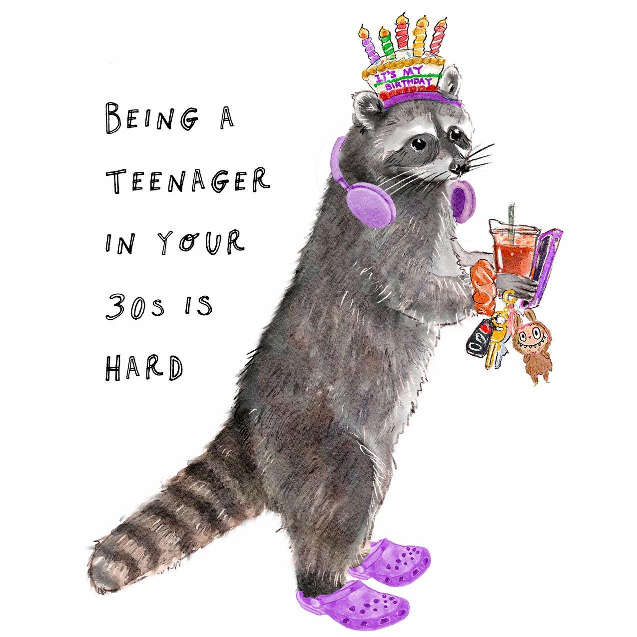 Martini Cat Funny Birthday Card - Just A Tini Bit Older - Funny 30th 40th Birthday Gifts For Women - Liyana Studio Handmade Greeting