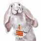 Gray Hare Funny Birthday Card - Bunny 30th 40th Birthday Gift - Liyana Studio Handmade Greeting Cards
