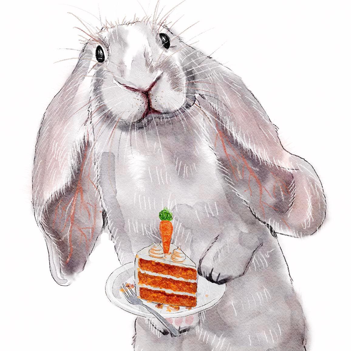 Gray Hare Funny Birthday Card - Bunny 30th 40th Birthday Gift - Liyana Studio Handmade Greeting Cards