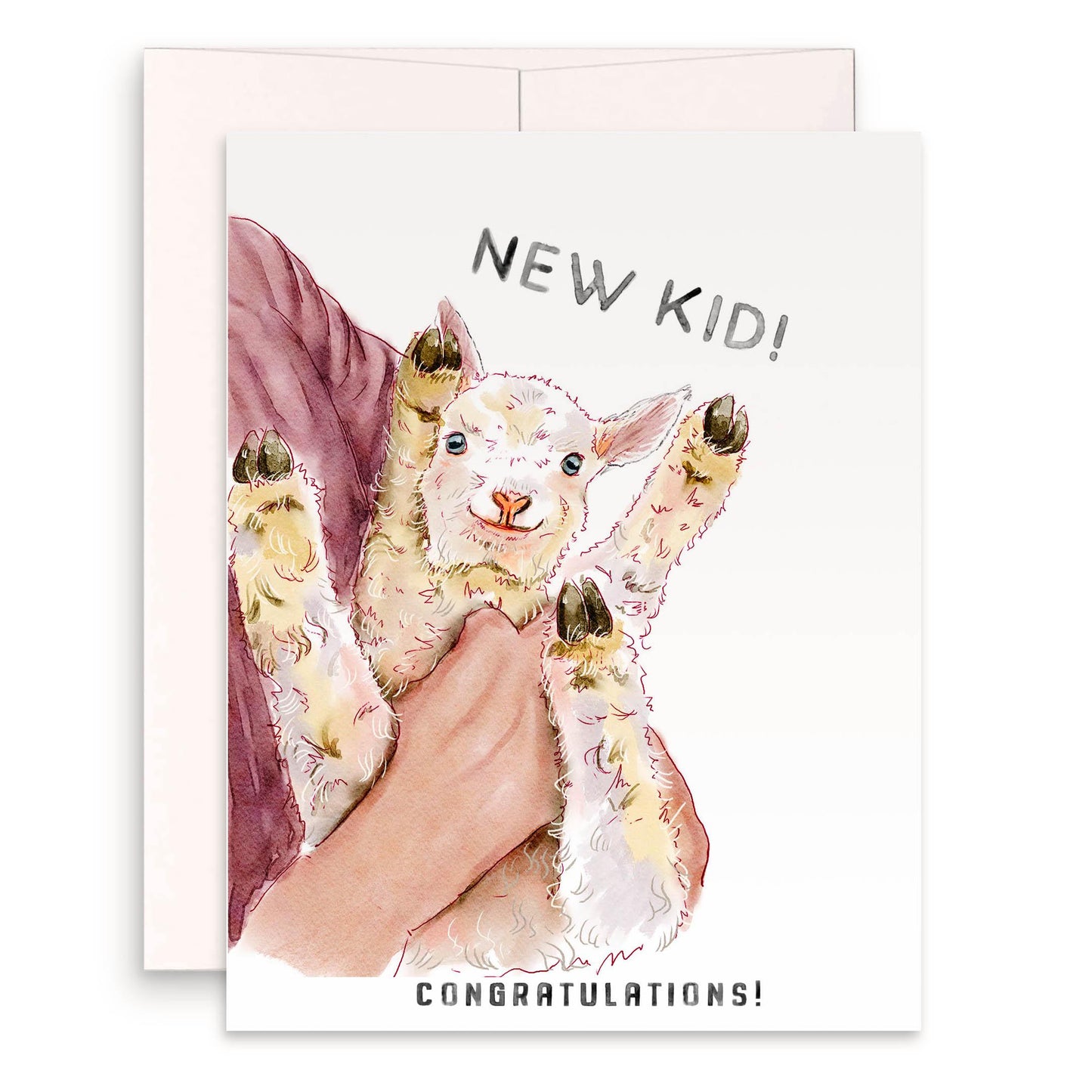 Baby Goat New Kid Congratulations Card - Funny Baby Shower Card For New Parents - Liyana Studio Handmade Greetings