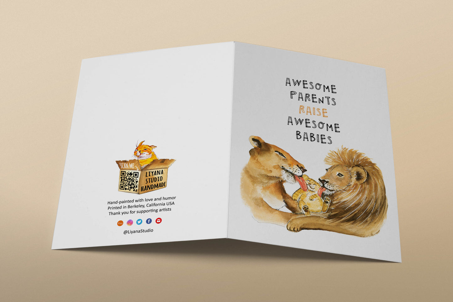 Lion Awesome Parent Baby Card