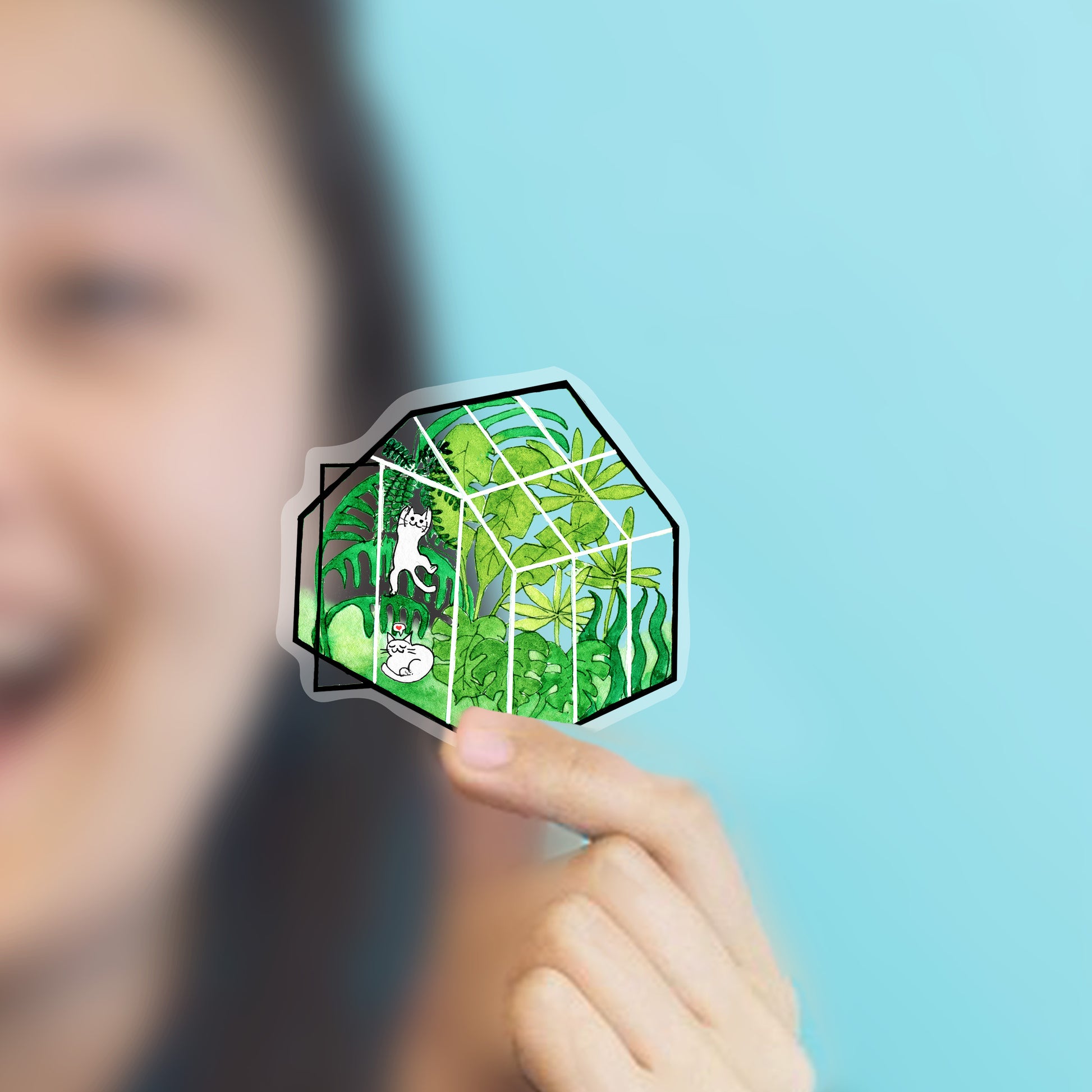 Greenhouse Cat Transparent Sticker - Liyana Studio Decorative Stickers