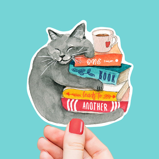 Book Lover Cat - Liyana Studio Decorative Stickers