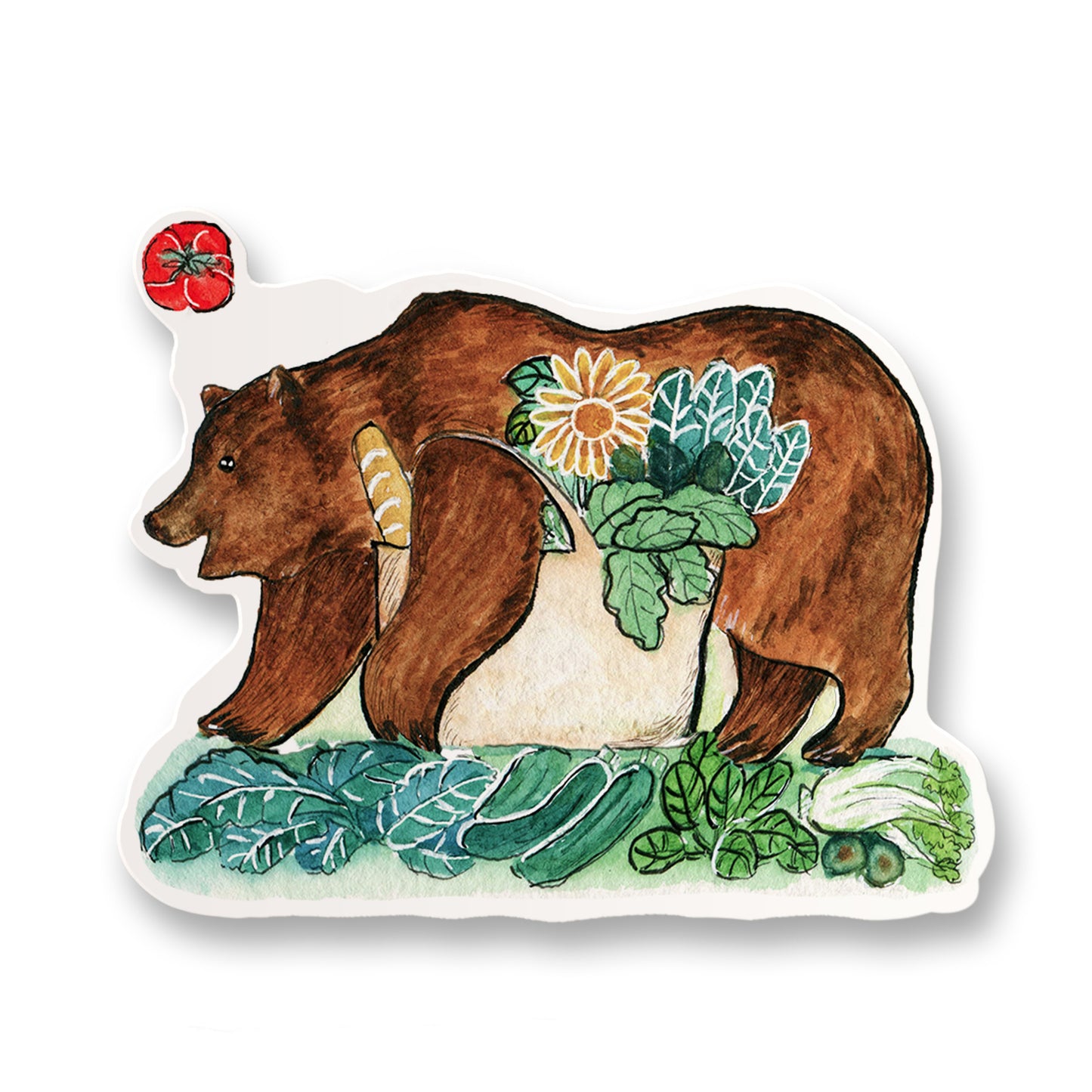Farmers Market Bear - Liyana Studio Decorative Stickers