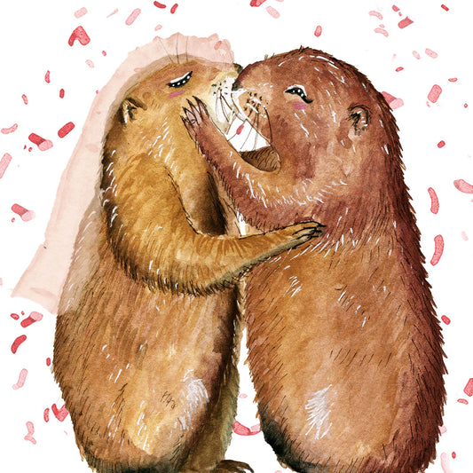 Prairie Dog Couple - Funny Wedding Card