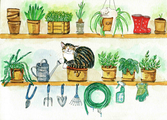 Plant Lady Is The New Cat Lady, Cat Art, Garden Art, Watercolor Art, Cat Print Watercolor Print Nursery Decor, Garden Decor, Botanical Print