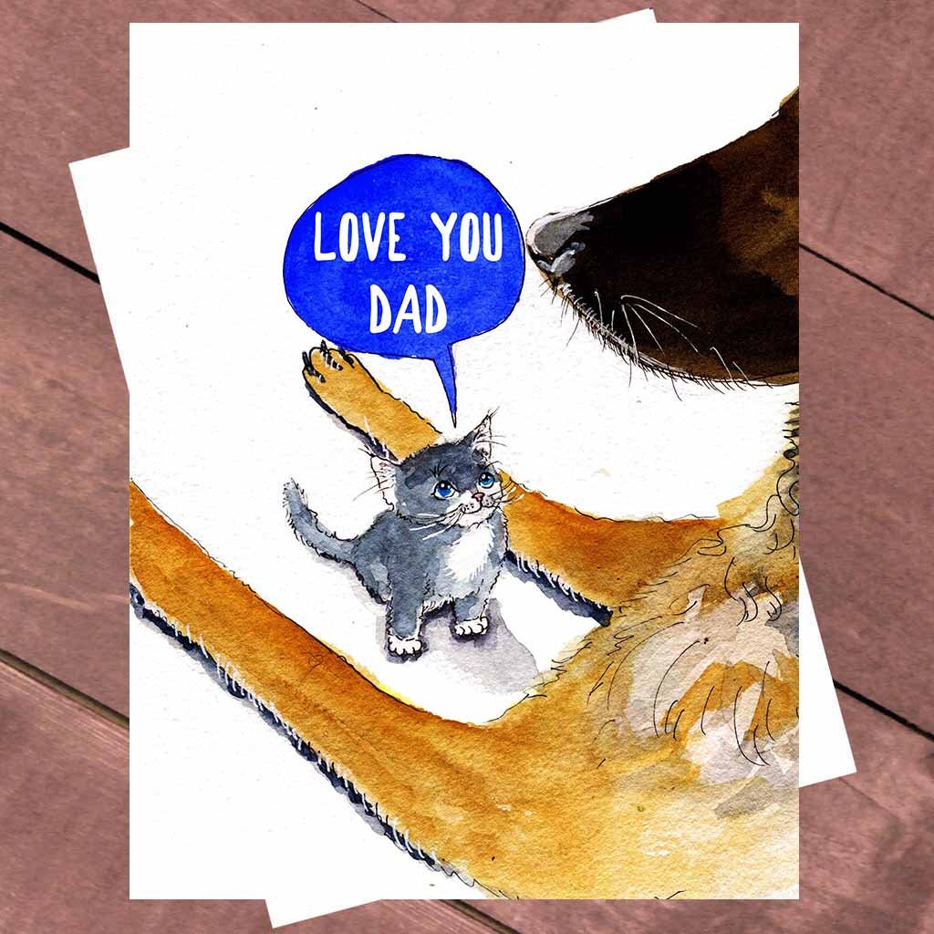 Love You Dad From Cat, Happy Fathers Day Card For Dad, Dog Dad Birthday Card, Step Dad Step Fathers Day, Cat Dad Card Adopted Child Love Dad